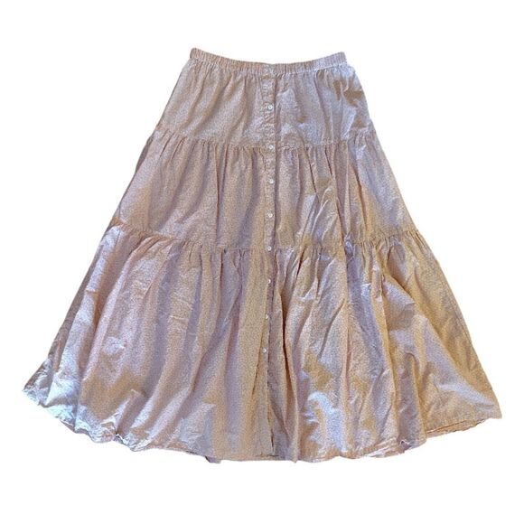 Anthropologie x Frye Elspeth Pink Floral Full Tiered Button Front Maxi Skirt XL - Picture 2 of 15